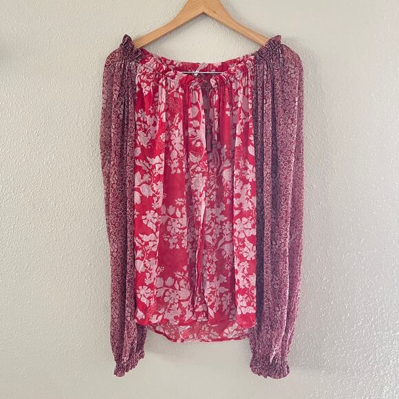 Free People Hendrix Printed top in Red - Picture 2 of 11